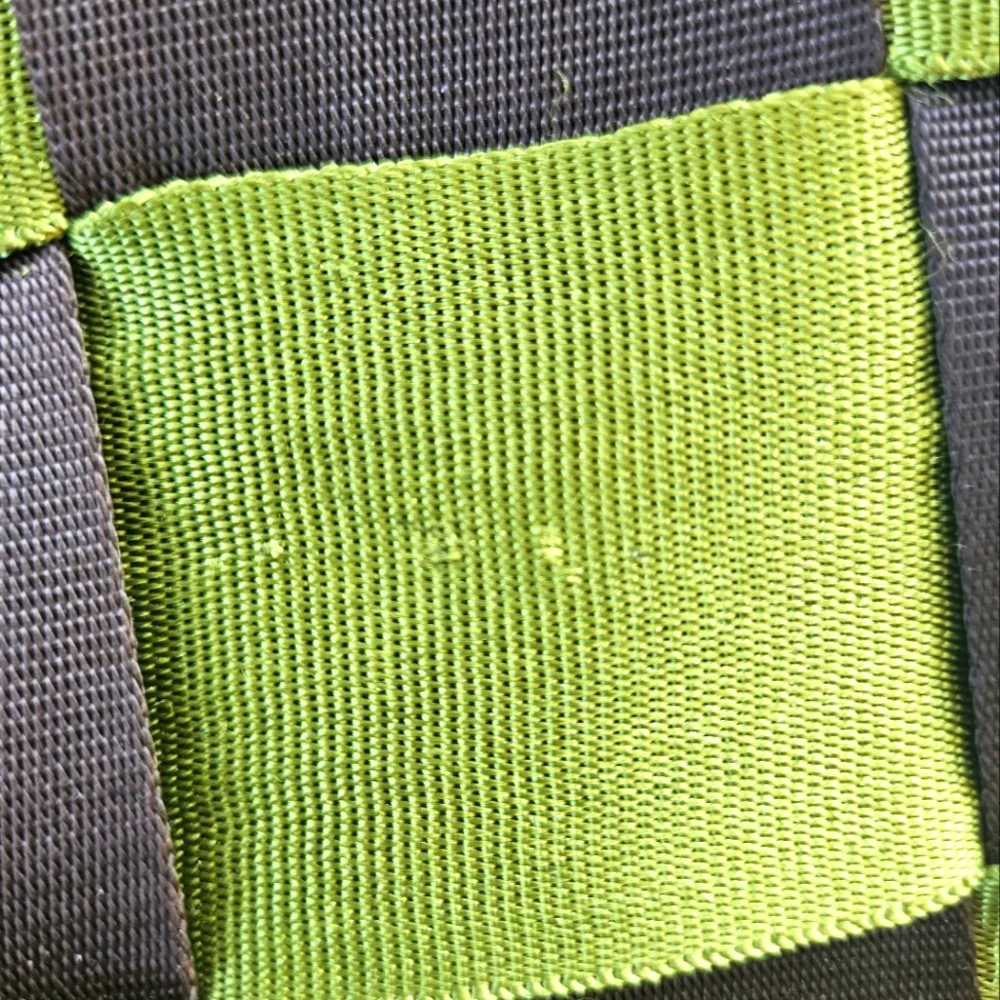 Nylon Brown and Green Basket Weave Shoulder Bag Heavy Duty - Picture 7 of 9